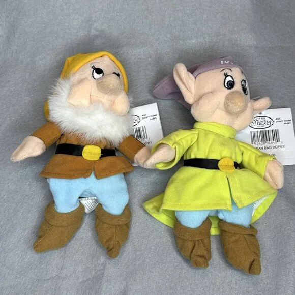 Snow White 7 Dwarfs Prince Witch Disney Store Bean Bag Plush Stuffed Set of 10 - Picture 3 of 16